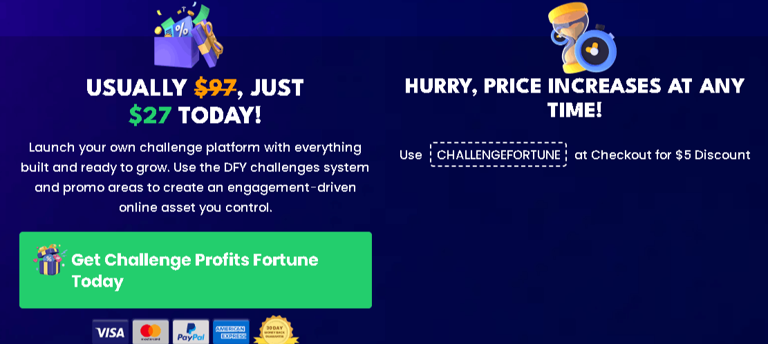 Challenge Profits Fortune limited-time discount and special offer